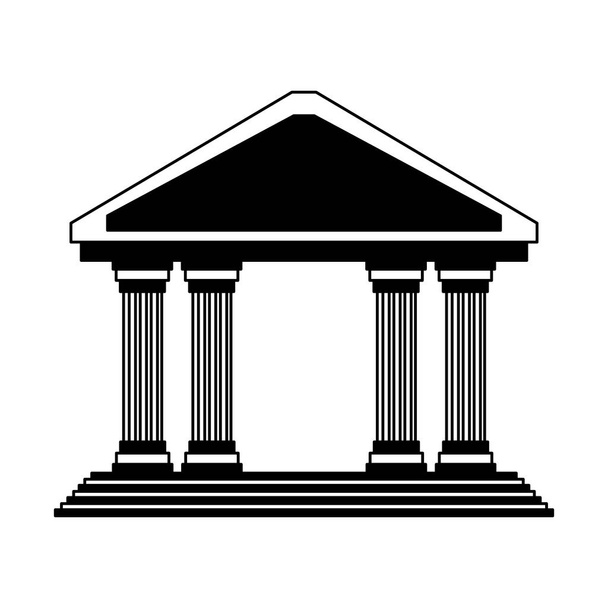 Sembol siyah beyaz bina banka - Vektör, Görsel