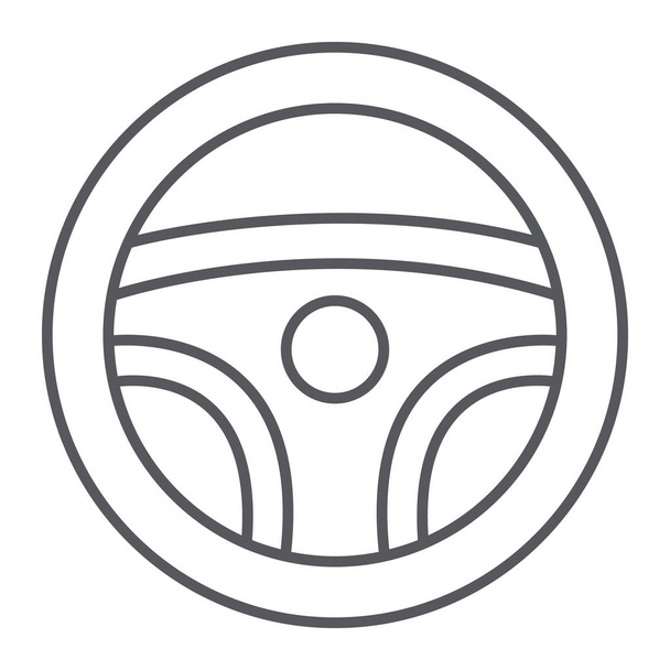 Steering wheel thin line icon, auto and drive, car part sign, vector graphics, a linear pattern on a white background. - Vektör, Görsel