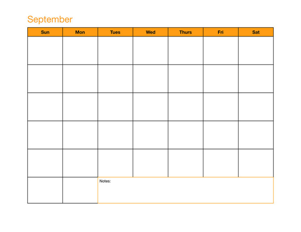 Septembre Page calendrier vierge
 - Photo, image