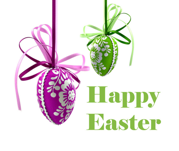 Joyeux Pâques avec illustration oeufs colorés
 - Photo, image
