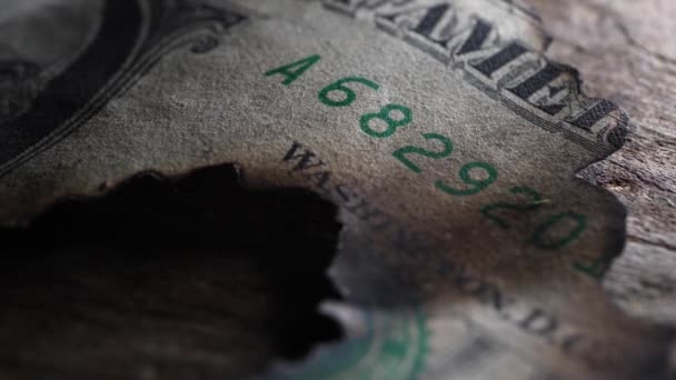 Detailní záběr spálených dolarových bankovek - Záběry, video