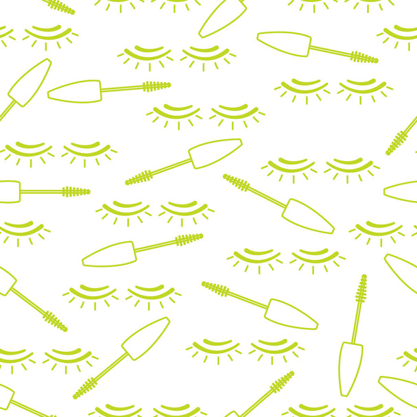 Vector seamless pattern with mascara, eyelashes. - Vetor, Imagem