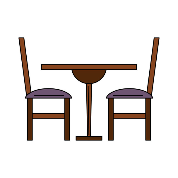 ξύλινο τραπέζι τραπεζαρία και καρέκλες - Διάνυσμα, εικόνα