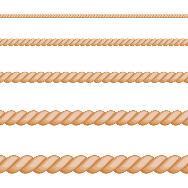 Безшовна коричнева мотузка на білому тлі
 - Вектор, зображення