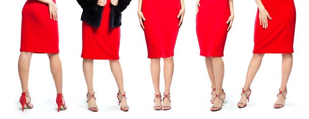 赤いハイヒールの靴の完璧なセクシーな女性の足 - 写真・画像