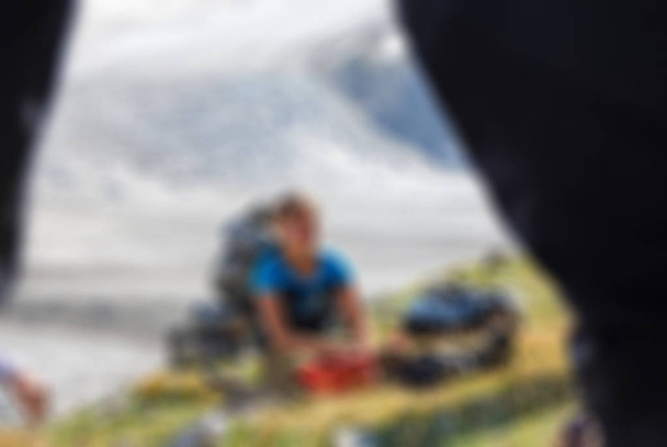 Mountaineering tourism  theme blur background - Fotoğraf, Görsel