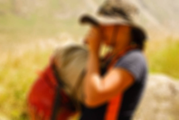 Mountaineering tourism  theme blur background - Photo, image