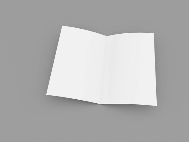 Üres fehér levél elrendezés brosúra a szürke háttér. 3D render illusztráció. - Fotó, kép