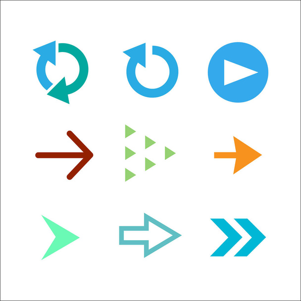 Set of colored shiny arrow icons vector - Vector, Image