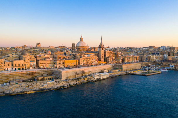 Valletta city. Malta country. Aerial view. Sunset time - Photo, Image