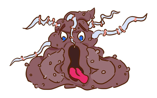 character poop with worms emotion shock new - Vector, Image