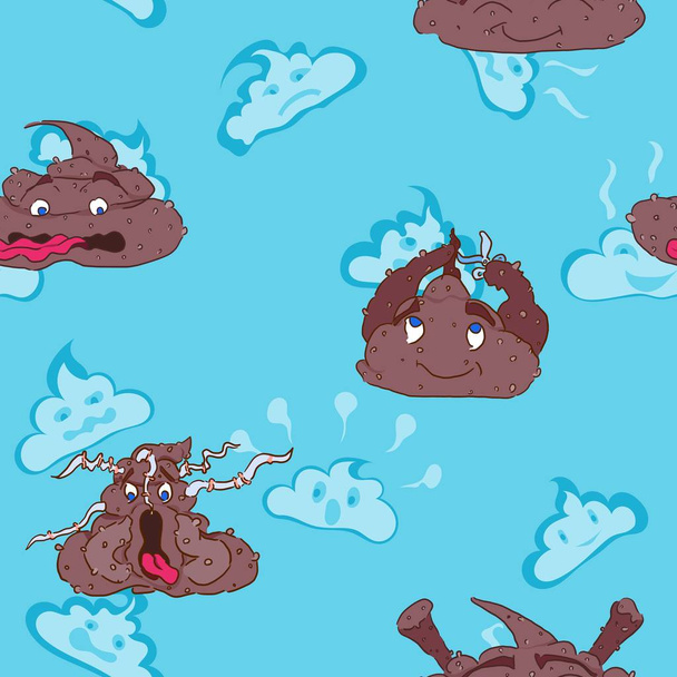 bright pattern with doodles painted by characters poop - Vector, Image