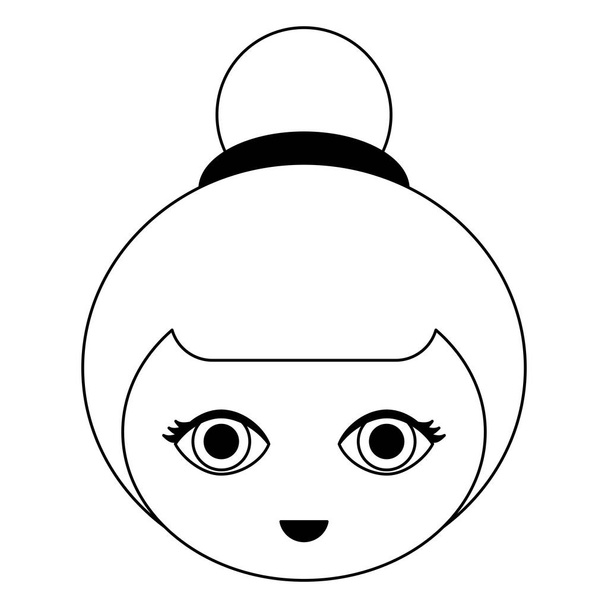 Japonská dívka tvář kreslený černé a bílé - Vektor, obrázek