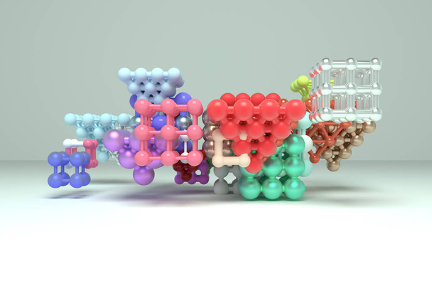 Molecule style concepture, inter-locked square or pyramids, for  - Fotoğraf, Görsel