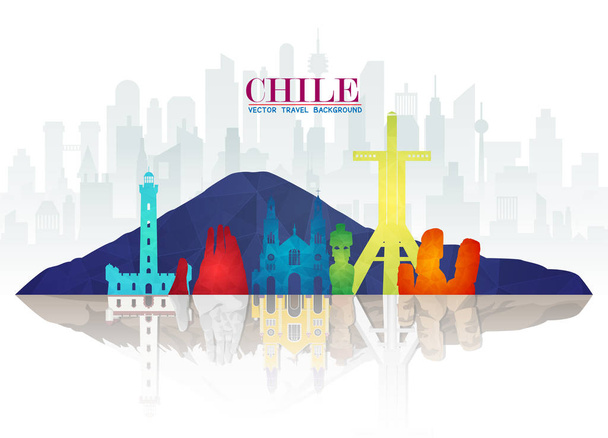 Chile Landmark Global Travel And Journey paper background. Vecto - Vector, Image