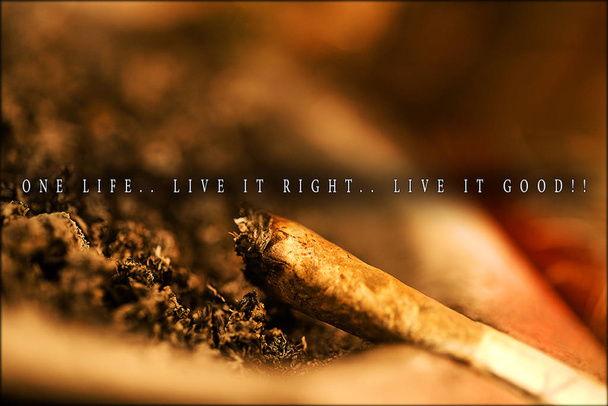 Text one life live it good live it right Quote with a joint macr - Photo, Image