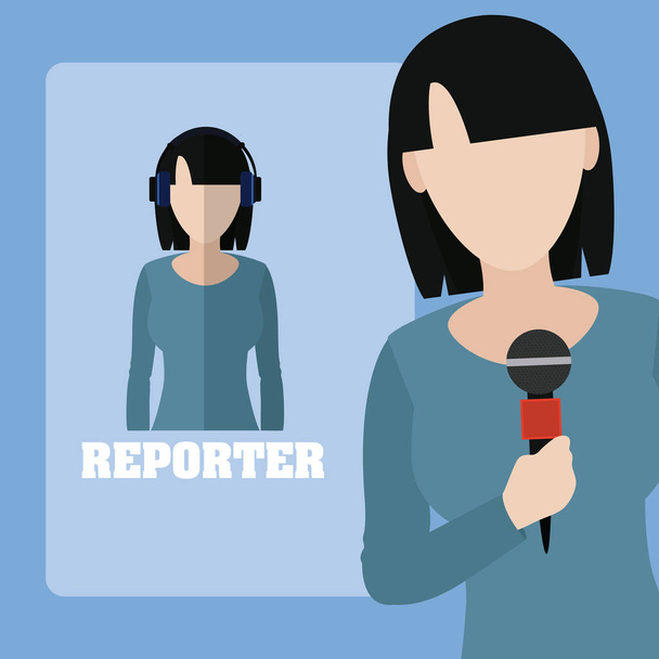 Vrouw journalist verslaggever - Vector, afbeelding