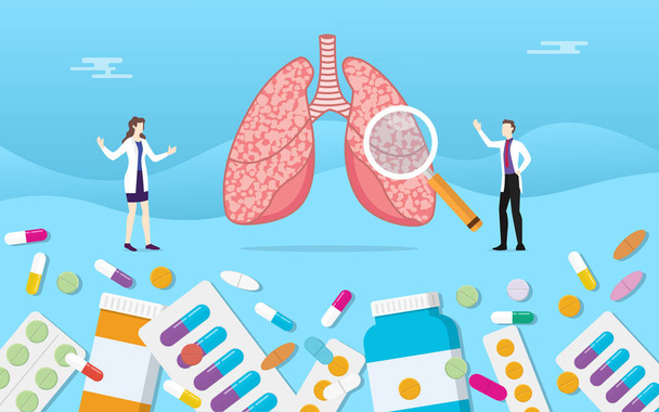 人間の肺の健康薬薬物カプセル治療医師分析 - ベクトル - ベクター画像