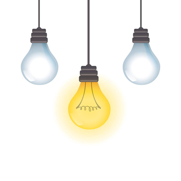 bulbs lights ideas icons - Vector, afbeelding