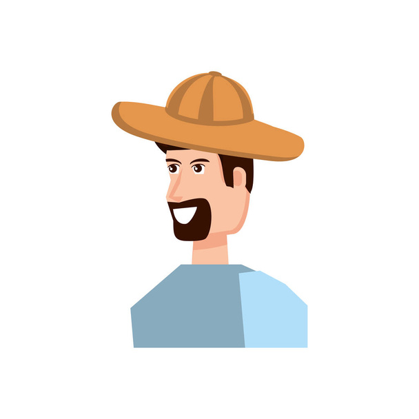 jonge man met hoed avatar karakter - Vector, afbeelding
