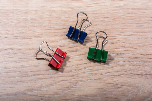 Picture of metallic binder clips with handles - Photo, Image