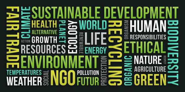 Ecology, Environment, Sustainable development - Word Cloud - Vector, Image