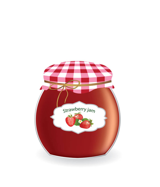 Strawberry jam jar - Vector, Image