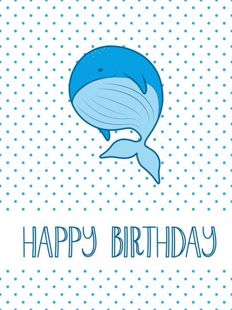 Симпатичный кит для плаката, поздравления, поздравительной открытки и праздничного декора. Векторная иллюстрация
 - Вектор,изображение