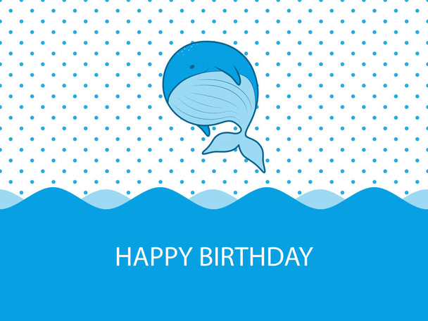 Cute whale for poster, greeting, birthday card and party decor. Vector illustration - Vetor, Imagem