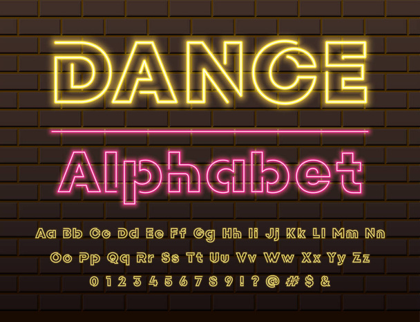 Świecące światło neon alfabet design - Wektor, obraz