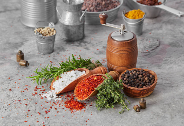 Spices and fresh herbs - Photo, Image