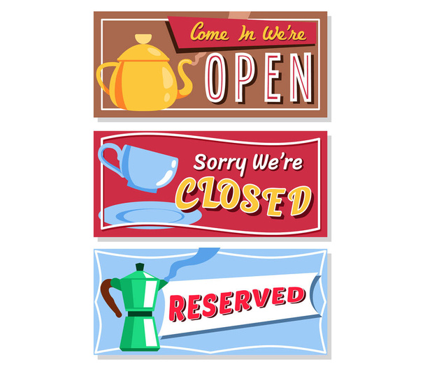 Coffee Shop Open Board teken - Vector, afbeelding