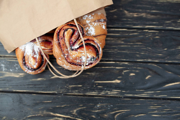 Paper bag bakery products. Healthy meal. Blank space. Gourmet food. Mock up. - Valokuva, kuva