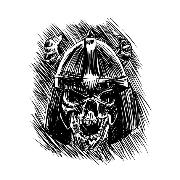Череп викинга - векторная иллюстрация
 - Вектор,изображение
