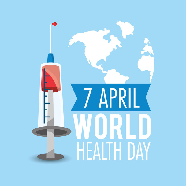 syringe treatment to world health day - Vector, Image