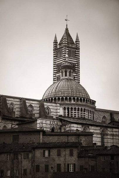 Middeleeuwse stad met de kathedraal van Siena en uitzicht op de skyline in Italië - Foto, afbeelding