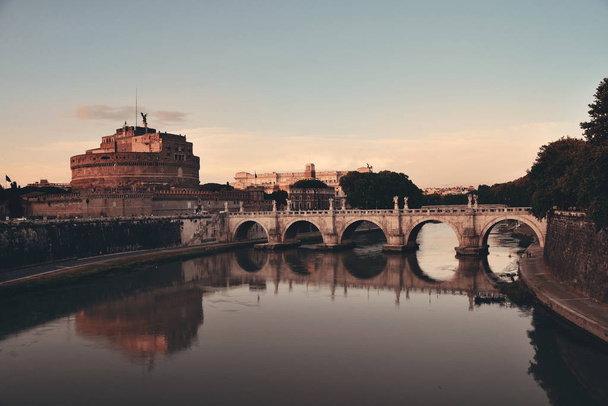 Castel Sant Angelo and bridge over River Tiber in Rome, Italy. - Fotó, kép