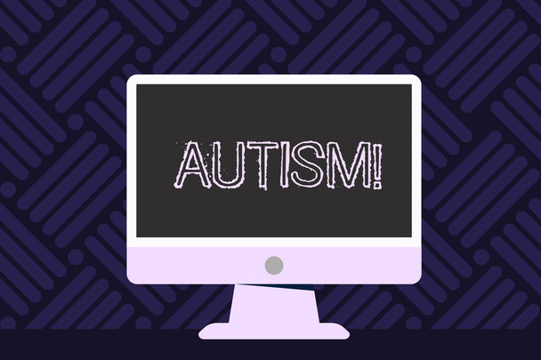 Kirjoitan viestiä autismista. Business valokuva esittelee Autismi Tietoisuus suorittaa sosiaalisen komitean ympäri maailmaa Tyhjä Desktop Computer Värikäs näyttö Vapaasti pöydällä
. - Valokuva, kuva