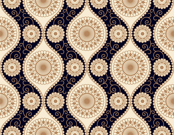 seamless vector pattern design with circular floral ornament. seamless template in swatch panel - Διάνυσμα, εικόνα