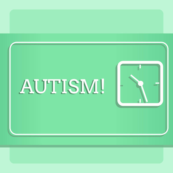Uwaga: pisanie Wyświetlono Autyzm. Biznesowe zdjęcie prezentujący autyzmu, prowadzone przez społeczny Komitet na całym świecie nowoczesny projekt placu zegar na dwa tonu pastelowe tło. - Zdjęcie, obraz