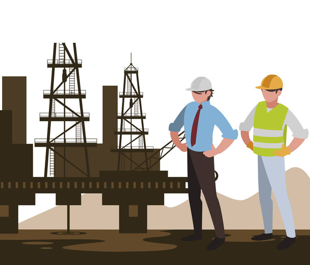 Arbeiter in der Ölindustrie avatars Zeichen - Vektor, Bild