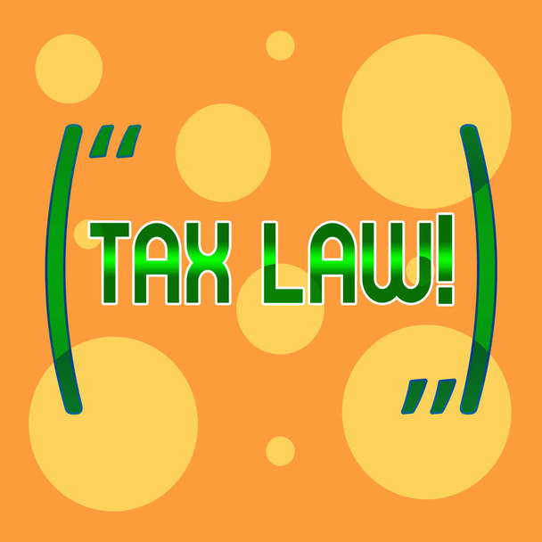 Text sign showing Tax Law. Conceptual photo governmental assessment upon property value or transactions Different Sizes of Blank Yellow Circles in Random on Pale Orange Backdrop. - Photo, Image