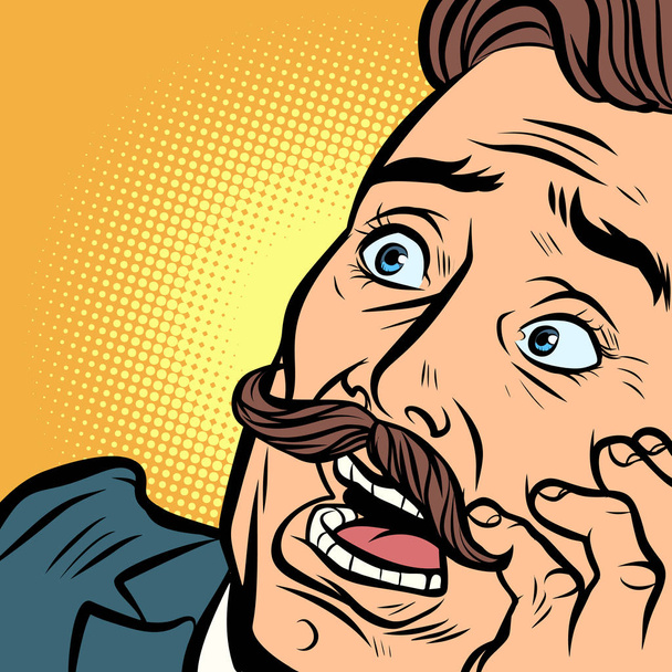 scared man with a mustache - Vector, Image