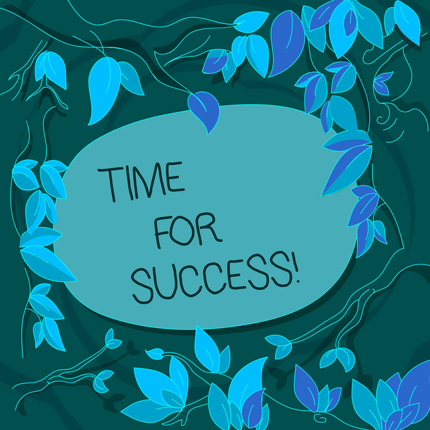 Handwriting text Time For Success. Concept meaning To get professional rewards after hard effective work Tree Branches Scattered with Leaves Surrounding Blank Color Text Space. - Photo, Image