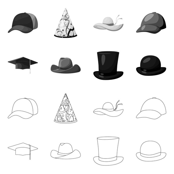 Isolated object of clothing and cap icon. Set of clothing and beret stock symbol for web. - ベクター画像