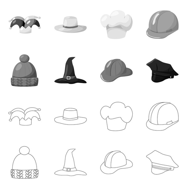 Vector illustration of clothing and cap logo. Collection of clothing and beret vector icon for stock. - Vetor, Imagem