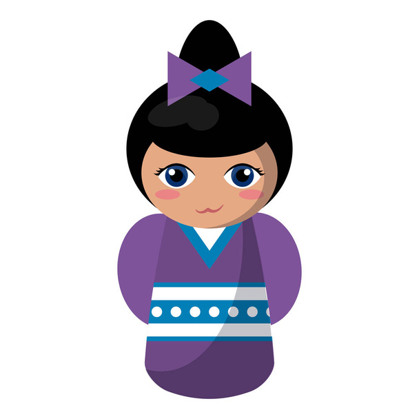 Χαριτωμένο κορίτσι Ιαπωνική με κιμονό - Διάνυσμα, εικόνα