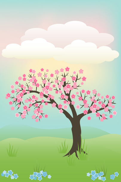 Японское вишневое дерево
 - Вектор,изображение