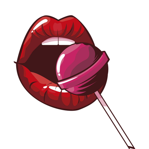 labios femeninos sexy con estilo de arte piruleta
 - Vector, imagen