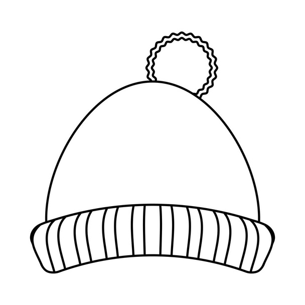 Χειμερινά ρούχα καπέλο μαύρο και άσπρο - Διάνυσμα, εικόνα